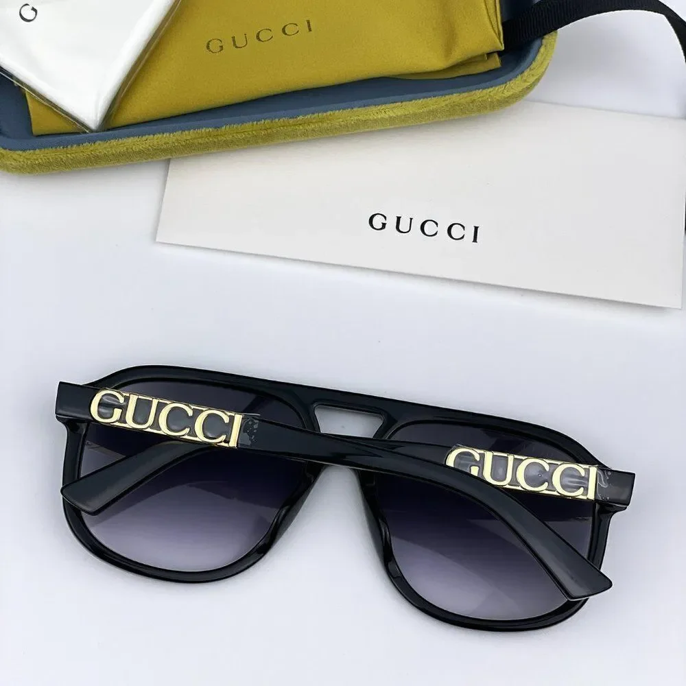 NEW Gucci GG1188S 002 Black Grey Gradient Pilot Unisex Sunglasses